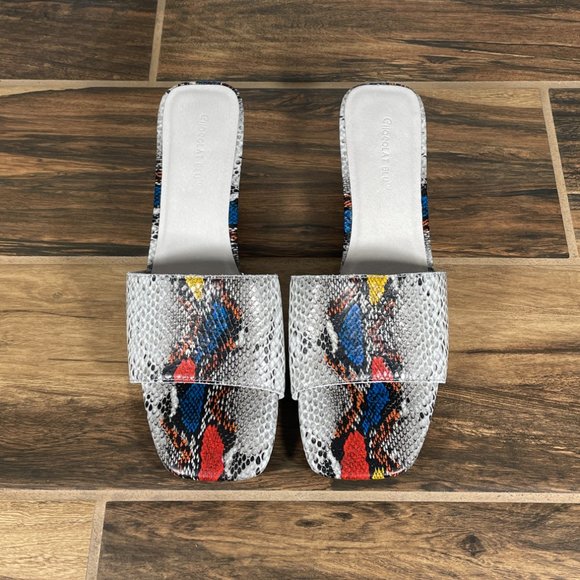 Chocolat Blu Cali Womens Sz 10 Shoes Snake Print Leather Comfort Slide Sandal - Picture 11 of 13